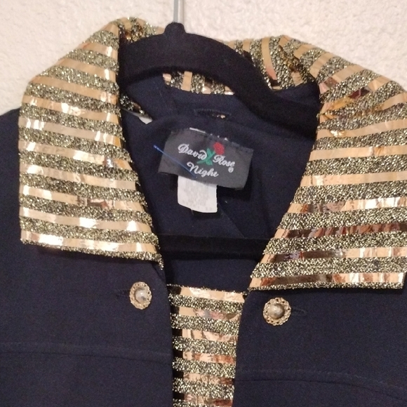 Gold and Black Blazer with Striped Collar - Picture 3 of 7